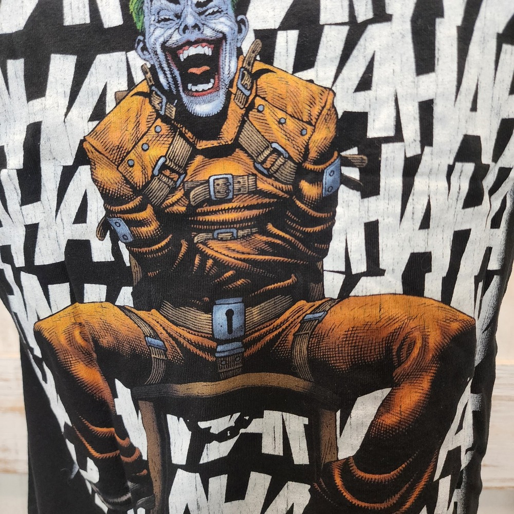 DC Comics The Joker Black Graphic T-Shirt Double Sided Arkham Asylum Mens Small - Picture 6 of 13